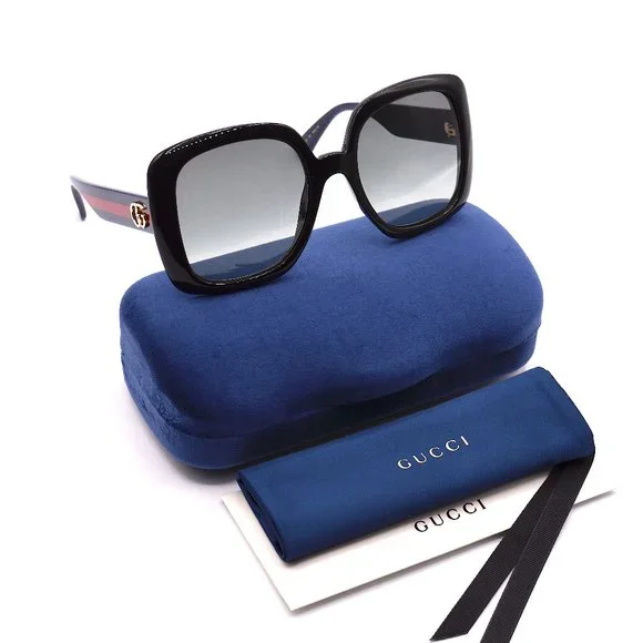 NEW GUCCI GG0713S 001 BLACK BLUE GREY GRADIENT AUTHENTIC SUNGLASSES Gucci Web GG0713S 001 Sunglasses Women main image 2